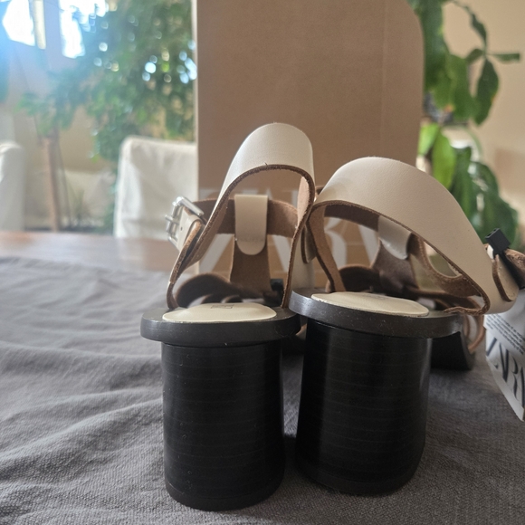 Zara Women's Black and Cream Fisherman Sandals With Heel Size 11 NWT - Picture 8 of 8